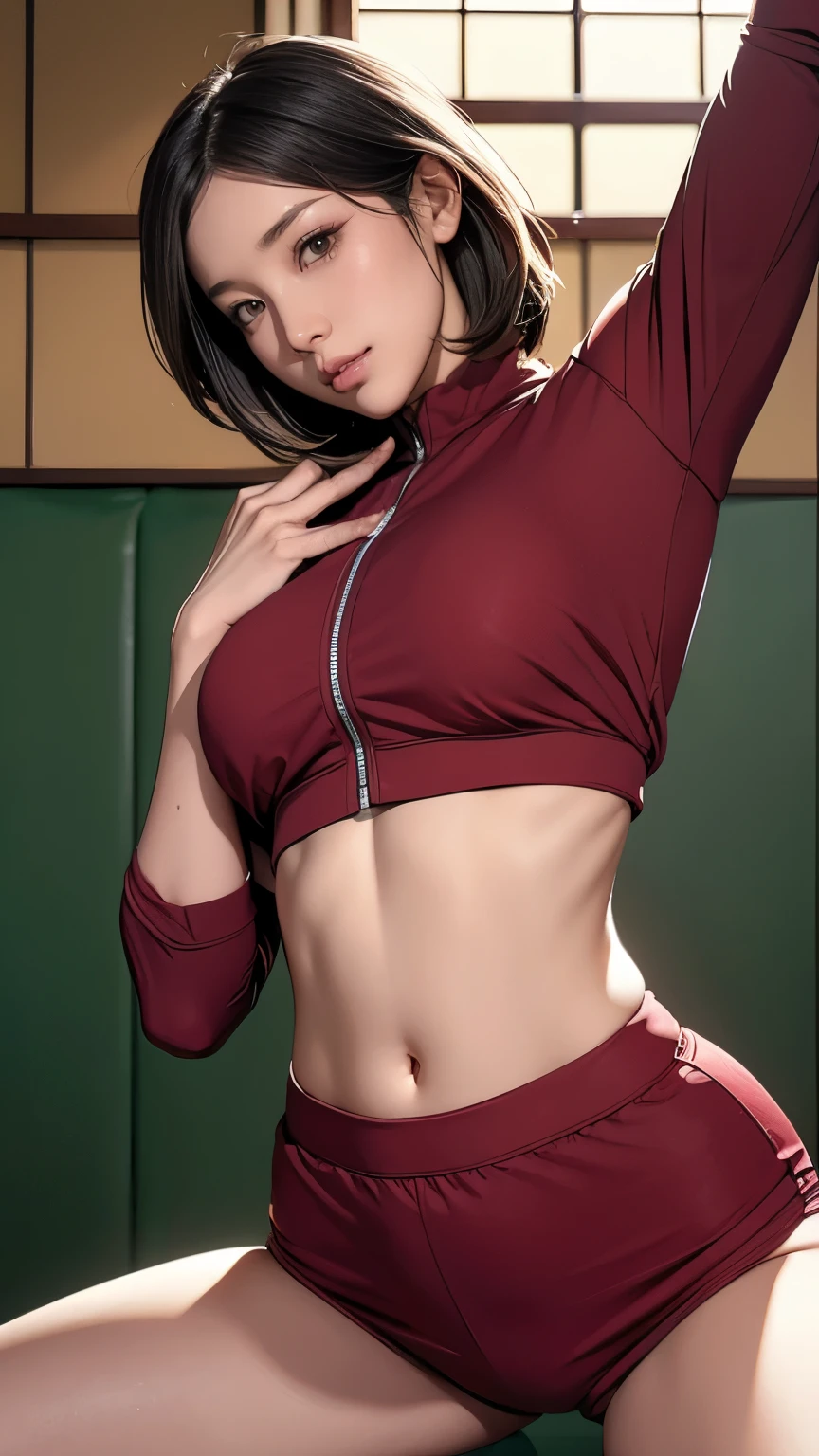 HDR, UHD, 64k, polychromatic portrait of a college girl wearing a XXS turtleneck crop top, cropped miniskirt, ankle socks, sneakers. Long hair tied back with a ponytail. Skinny body, flat chest, small butt, Vivid lighting,warm colors, dangling earrings, necklace, bracelet, looking at the camera, seductive gaze to the viewer, standing on the red carpet of a movie festical event