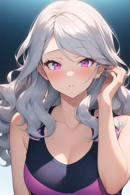 1girl, white hair, purple eyes, portrait, realistic, towel, (onsen), sidelighting, wallpaper, nsfw,