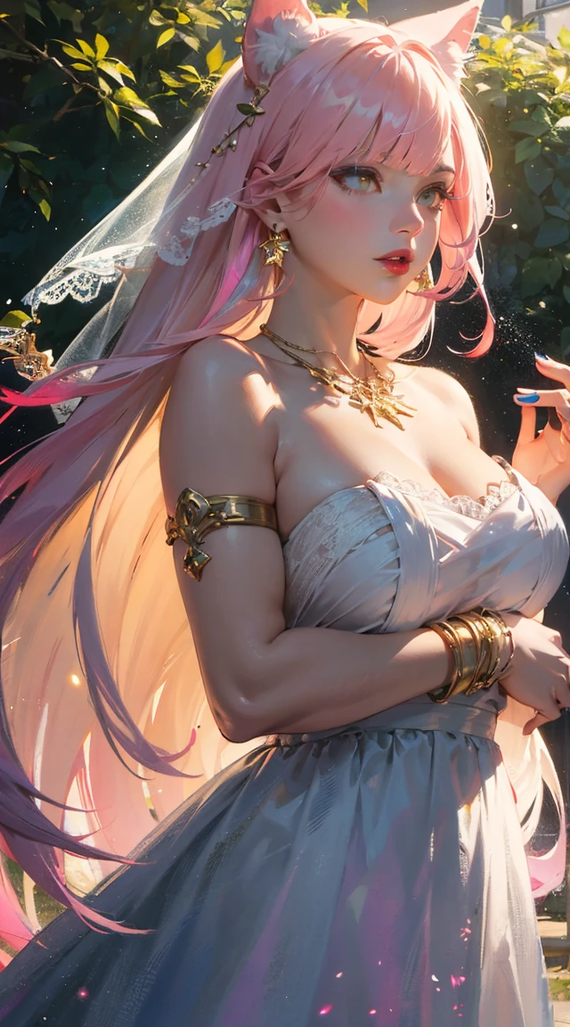 ianimal aqua_eyes black_hair blonde_hair braids breasts bubbles collar cross feathers fish long_hair nun original pink_hair see_through sideboob swimsuit underwater water wristwear yueyingjinfeng