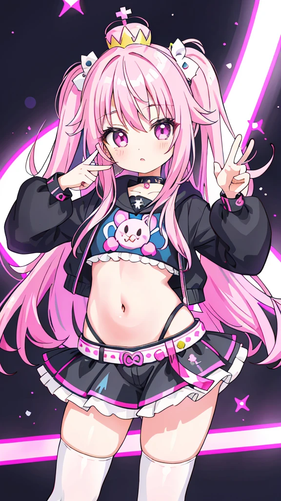 araffe girl Pink Hair and a crown on her head, Wearing punk clothing, Wearing a Beatles punk outfit, Anime Girl Cosplay, cyber goth, Wearing punk clothing, kerli koiv as anime girl, 1 anime goth girl, Belle Delphine, Anime role playing, Pink Hair, Anime girls in real life, Punk Girl