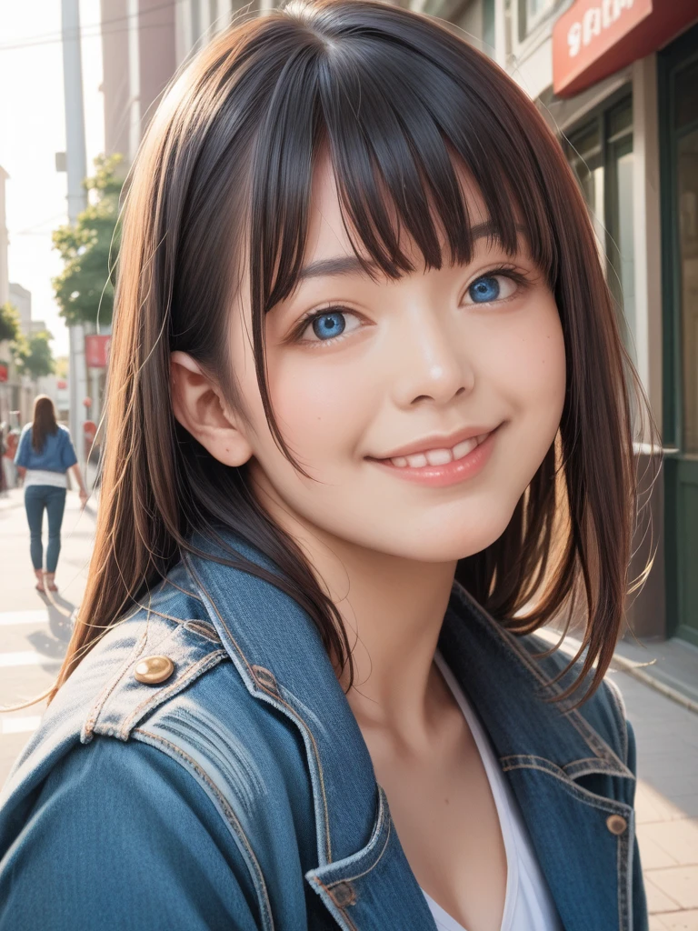 score_9, score_8_up, score_7_up, score_6_up, source_anime, natural skin, detailed skin,
realistic, photo, beautiful woman, 27yo, blue_eyes, bangs, nose, lips, little smile, denim jacket, on the street, looking_at_viewer,