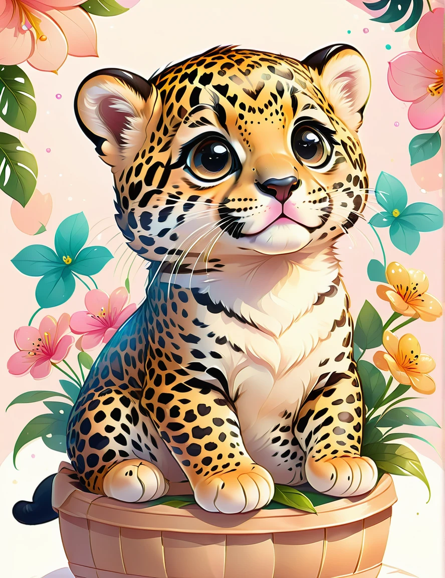 cutepets, an adorable   jaguar, kawaii, high quality, digital art illustration