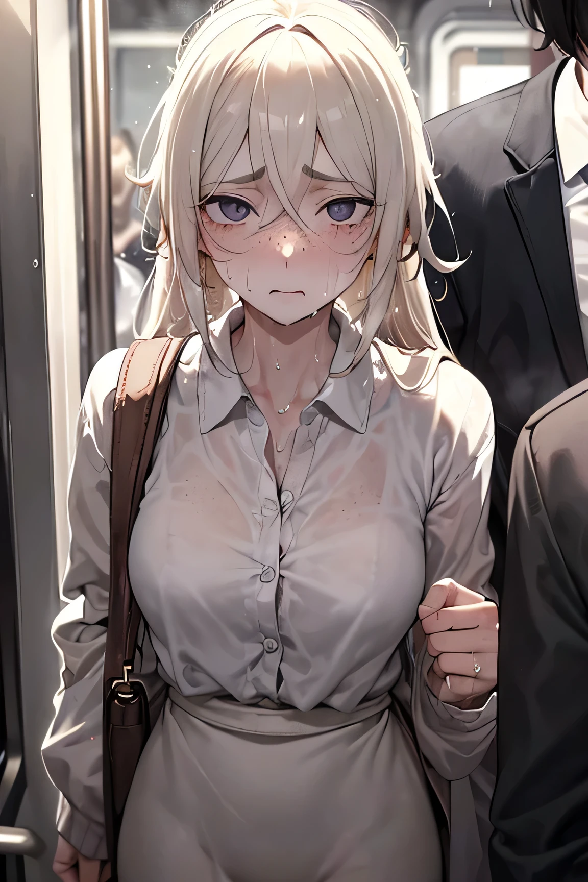 Nude anime girl public crying surrounded by boys