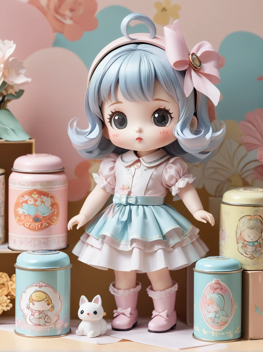 Highest quality、Ultra delicate、Retro cute、Super cute、character、Pastel colors、characterのみ、Retro tin can、pop、popアップ、Tin Toys