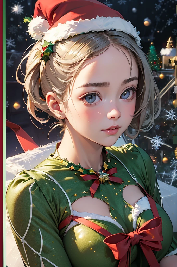 super high quality、( high detailイラスト)、(((1 girl、baby face upper body)))、 ((Adult Suits))、((Double exposure、Christmas gift box:1.6))、((platinum、(theme:Ice Red|Ice Green))、high detail、Crisp details、Soft light on the scene、Ambient Light、Balanced Exposure、An extremely sophisticated masterpiece、Amazing details、Complex Texture、High resolution、The beauty of beauty、Good effect、8k