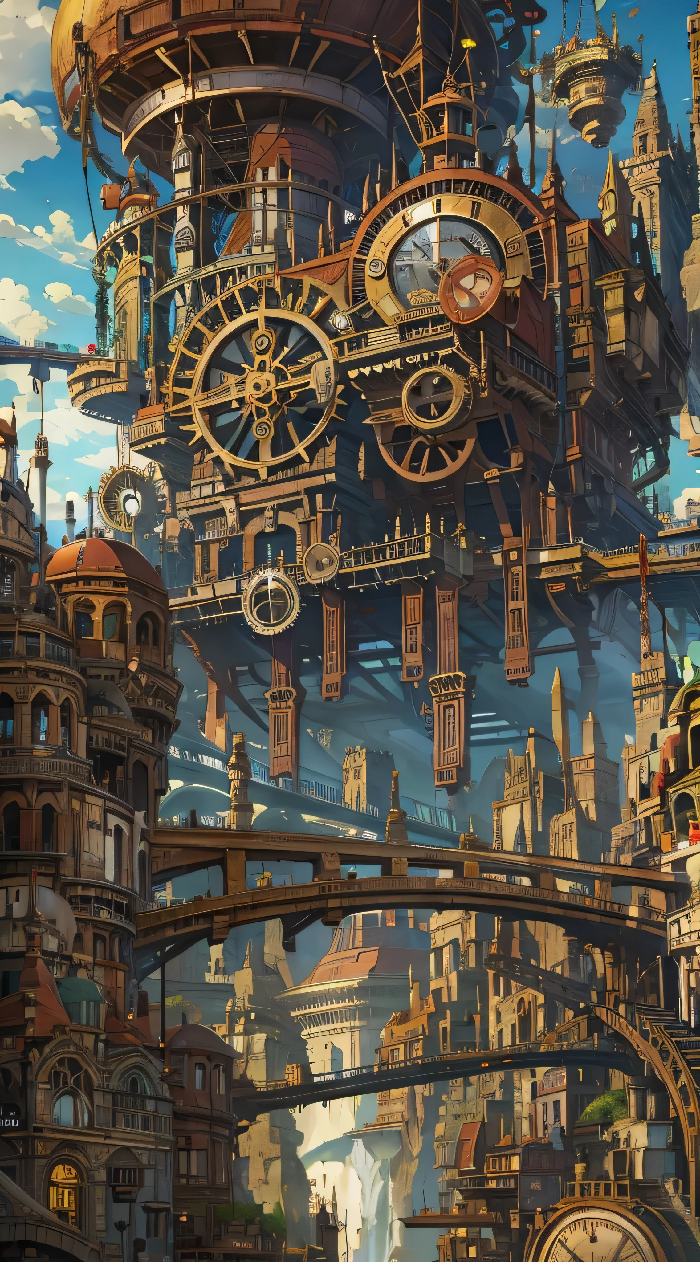 Ground-level view of Steampunk City by WAS-Steampunk