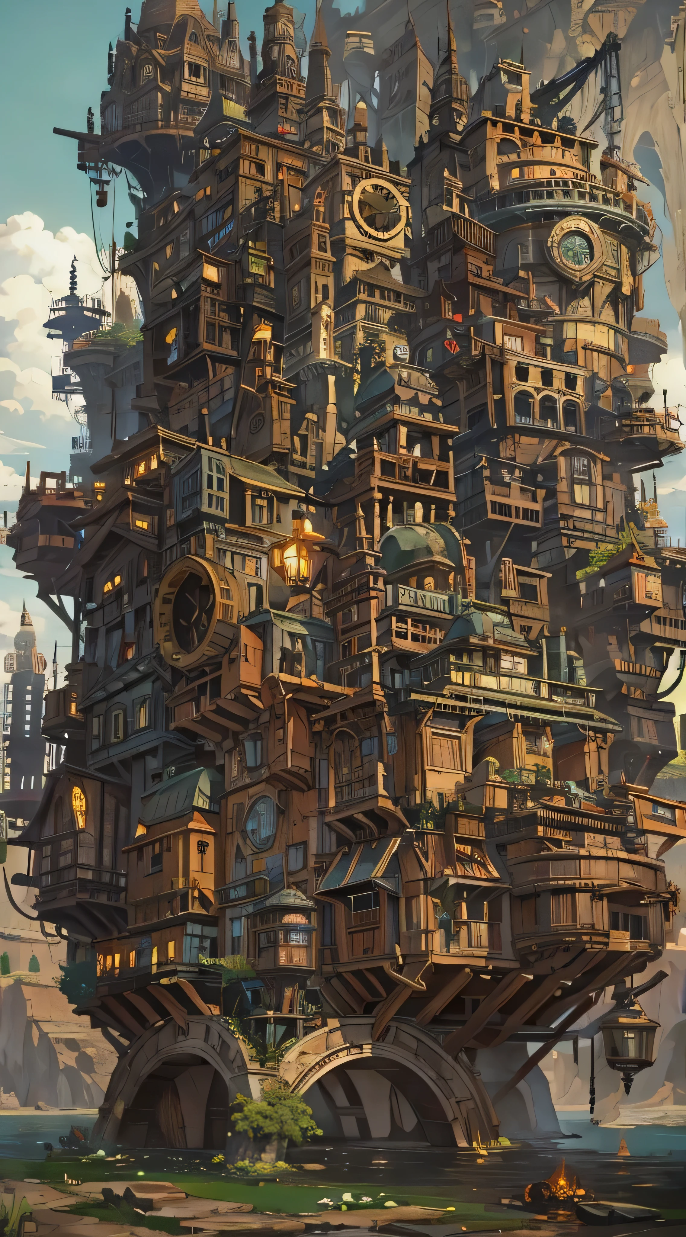 Ground-level view of Steampunk City by WAS-Steampunk