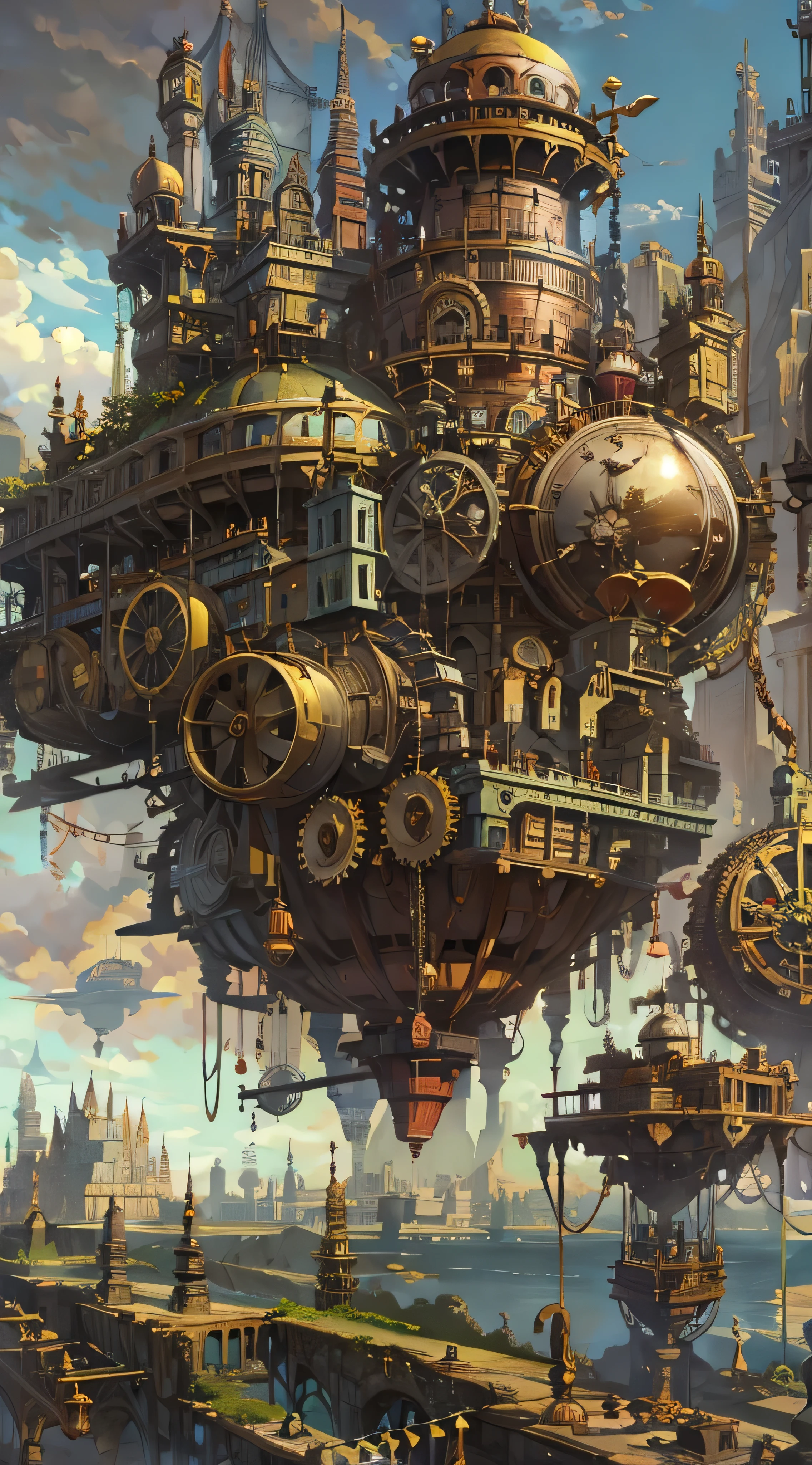 Ground-level view of Steampunk City by WAS-Steampunk