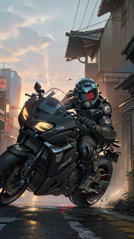 cyberpunk motorcycle (((orthographic side view)))