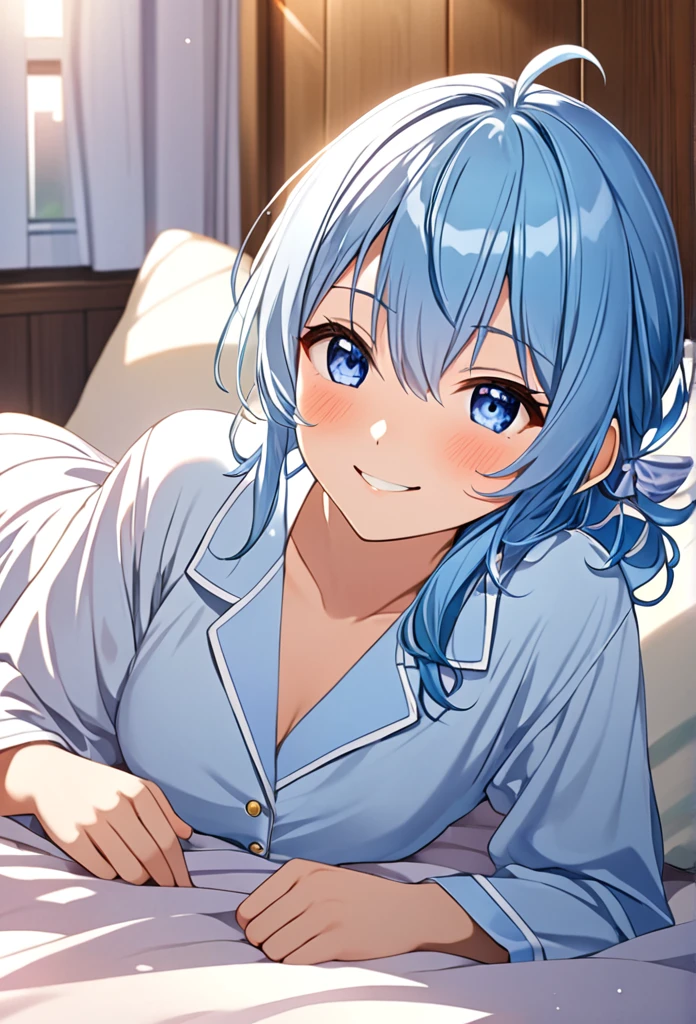 professional 3d model 1girl, akane, arm support, bed, blue eyes, fainted, closed eyes, blue hair, short hair, blush, breasts, censored, cleavage, collarbone, completely nude, fingering, foot out of frame, hair between eyes, hetero, indoors, large breasts, long hair, looking at viewer, lying, mosaic censoring, navel, nipples, nude, on back, on bed, open mouth, pillow, (pussy:1.5), spread legs, stomach, sunlight, sweat, sweatdrop, teeth, thighs, upper teeth only, sushoartworks, oshi no ko, kurokawa akane, <lora:training_model:0.7>, <lora:neg4all_bdsqlsz_xl_V7:1>, <lora:DetailedEyes_V3:1>, ((full body)) . octane render, highly detailed, volumetric, dramatic lighting