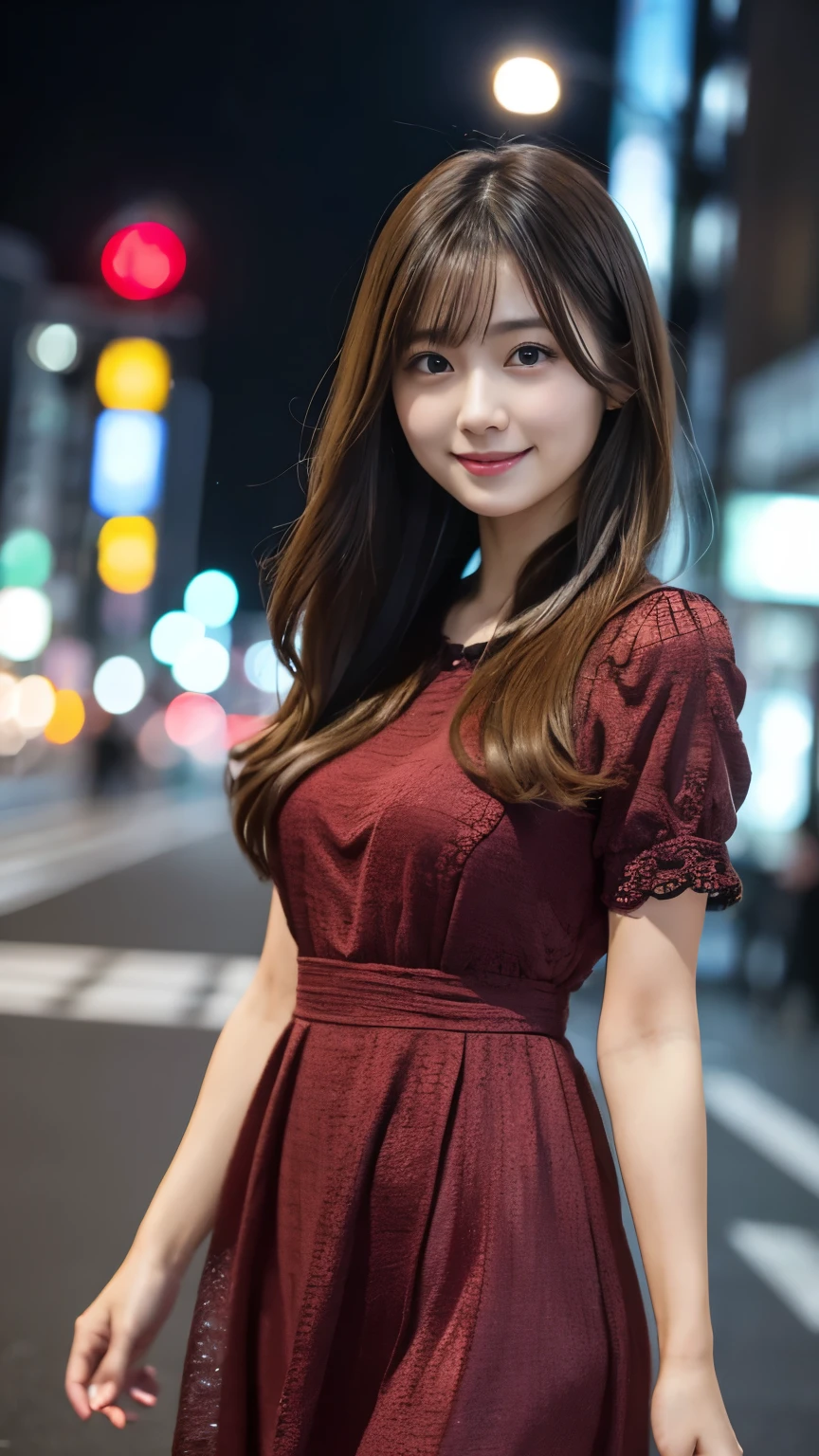 A close up of a woman in a dress on a city street - SeaArt AI