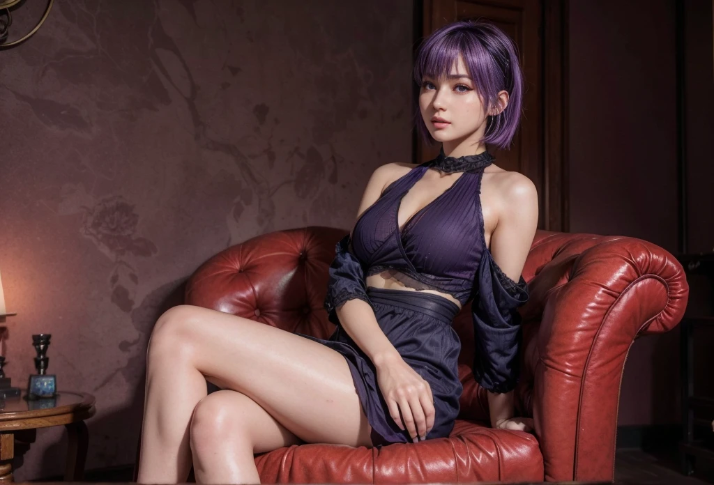(masterpiece, best quality), intricate details, shizukazom100, 1girl, dark purple hair, short hair, bangs, purple eyes, hair ornament, hairclip, medium breasts, tank top, navel, cleavage, midriff, collarbone, horny face, orgamse face, breasts, nipples, shirt lift, panties aside, dynamic pose, cowboy shot, looking at viewer, indoors, bottom less, sex, 1 boy, armpits, vaginal, nsfw:1.5, ahegao