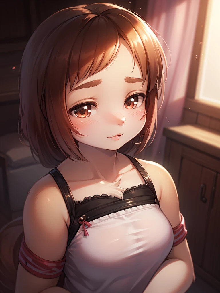 (masterpiece,best quality,:1.2)1girl,highres,milf,mature,off shoulder,insane details,face details,lens_flare,sitting,(lace:1.1),black eyes,shy,upper_body,(wince:1.4),blush,(moaning:1.6),(close_mouth:1.2),sweat,short hair,dutch angle,shadow,