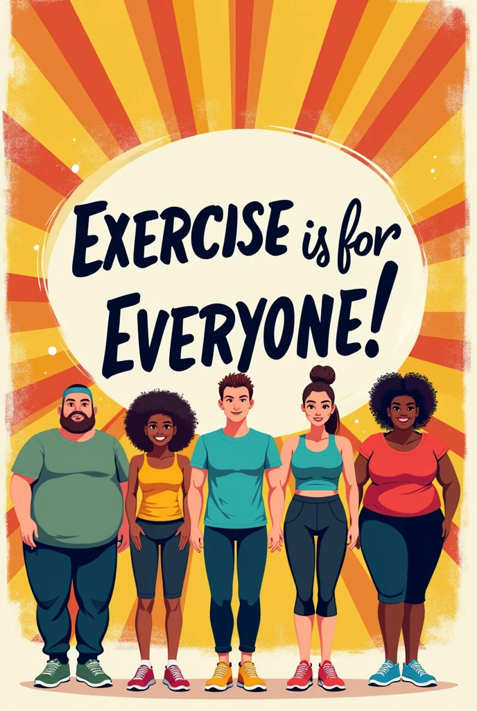 Slogan: "Embrace Fitness, Elevate Health!"

Poster Idea:

Background: A vibrant and energetic scene, perhaps a sunrise over a park or gym, symbolizing a new day and new opportunities.
Central Image: Silhouettes of people engaging in various fitness activities like running, yoga, and weightlifting.
Text Placement: The slogan can be in bold, dynamic font at the top, with "Embrace Fitness" in one color (e.g., a lively green) and "Elevate Health" in another (e.g., a calming blue) to represent the balance between physical activity and overall well-being.
Additional Elements: Incorporate icons or smaller images of fruits, water bottles, and hearts to reinforce the message of health and fitness.
