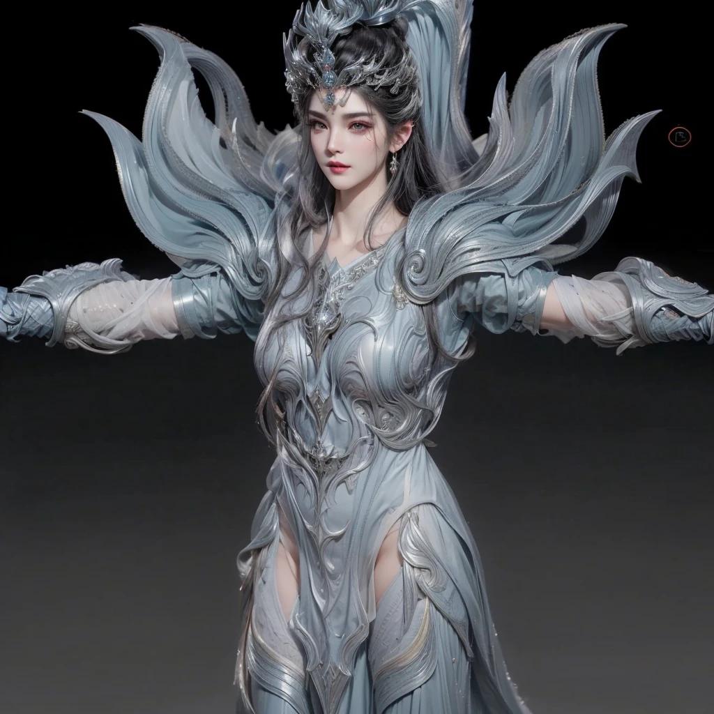 (masterpiece, Best quality:1.2), 1 girl, Solitary，A man in costume、Close-up of woman holding sword, portrait Zodiac Knight Girl, Ultra-detailed fantasy characters, 《blow》Nezha is coming, Unreal Engine Rendering saint seiya, goddess. Extremely high detail, Onmyoji detailed art, 3D Rendering Character Art 8k, Unreal Engine Rendering + a goddess, Zodiac Knight Girl, Draw with zbrush，A man in costume、Close-up of woman holding sword, Beautiful female armor, wlop shiny skin, 3D rendering style, Hand painted textures on models, Unreal Engine Rendering + goddess, painted in brush, Valkyrie style character, Sacred Rendering, 3D Rendering Character Art 8k, Made with Zalash, Ultra-detailed fantasy characters,Metal Visor，Black silk robe，Close-up of a woman with long hair and a crown, Ultra-detailed fantasy characters, goddess. Extremely high detail, brush contest winner, Extremely rich facial and body details, Zrash Central Contest Winners, 3d goddess肖像, Complex WLOP, Made with Zalash, Detailed face and body, 非常细致的goddess拍摄, @ brush, Detailed Matte Fantasy Portrait，Black Hair, Hairball, Vince, Long eyelashes, Round eyes, Fake animal ears, A faint smile, Red ears, direction, Surrealism, shadow, Comfortable, stereoscopic view, Vertical, view, 大气view, 8K, Super Detail, Precise, Best quality，White fluff，Thick black robe，obsessed，Purple lip gloss，The delicate mask covers the eyes，Black silk thigh，Black boots