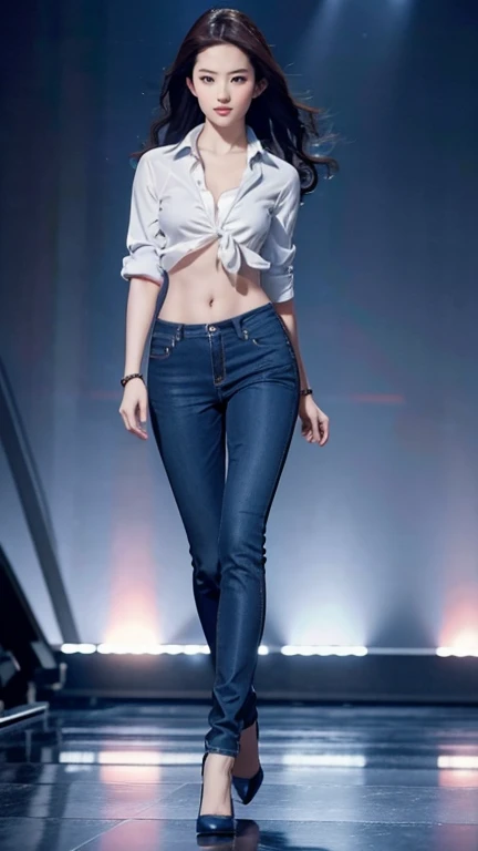 (masterpiece), Highest quality, Expressive eyes, Perfect Face, High resolution, One girl, alone, Angel MS, Gray Hair, Jacket, Ahoge, Fingerless gloves, abdomen, Put your hands on your hips, Leaning forward, smile, Fantasy Background, particle, magic, Are standing,Cowboy Shot, Looking at the audience, from the front