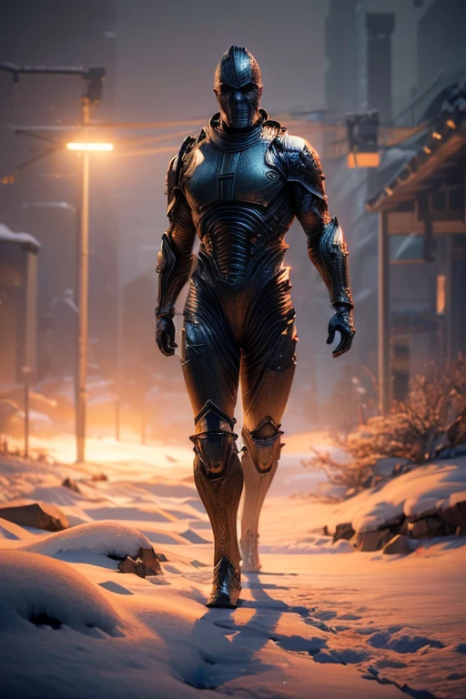 (best　quality,4k,8k,highres,masterpiece:1.2),ultra-detailed,(realistic,photorealistic,photo-realistic:1.37),analog style,horrible snow humanoid,front view,full body  shot, cinema lighting,octane render,dramatic lighting,sci-fi