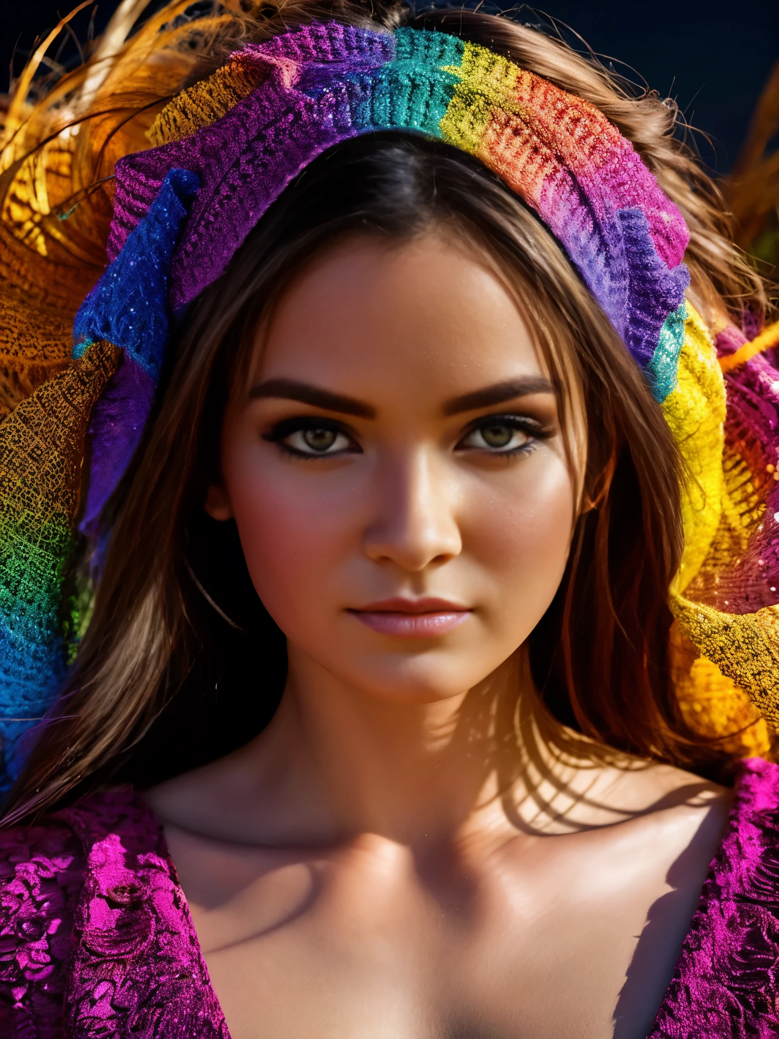 fot, (fullcolor:1.2), deep shadow, (Brazil Carnival Parade Background:1.3), ((photogenic, rule of thirds)), raw photo of (Highly detailed white Brazilian woman:1.2), photo by full body, (long and dynamic layered brown curvy hair colors:1.4), (beautiful highly detailed face:1.3), ( highly detailed honey colored skin:1.2), bright skin tone, (full eyes, full face:1.1), (glare eyes:1.2), extremely detailed eye and face, (light heavenly blue eyes:1,1), fringes, volantes, wearing an extremely detailed bzc costume in rich color texture, with a flower headdress, (Average breast size: 1.4), in UE5 setting and 4x rendering with this realistic and dynamic photo, (large shot). Captured in stunning 4K and 8K resolution, utilizing advanced camera equipment, including the Kodak Funsaver disposable camera, sharp focus, Film grain, Fujifilm XT3, dynamic lighting, eyeshadows, (photo taken under the morning sun, retro lit: 1.2)