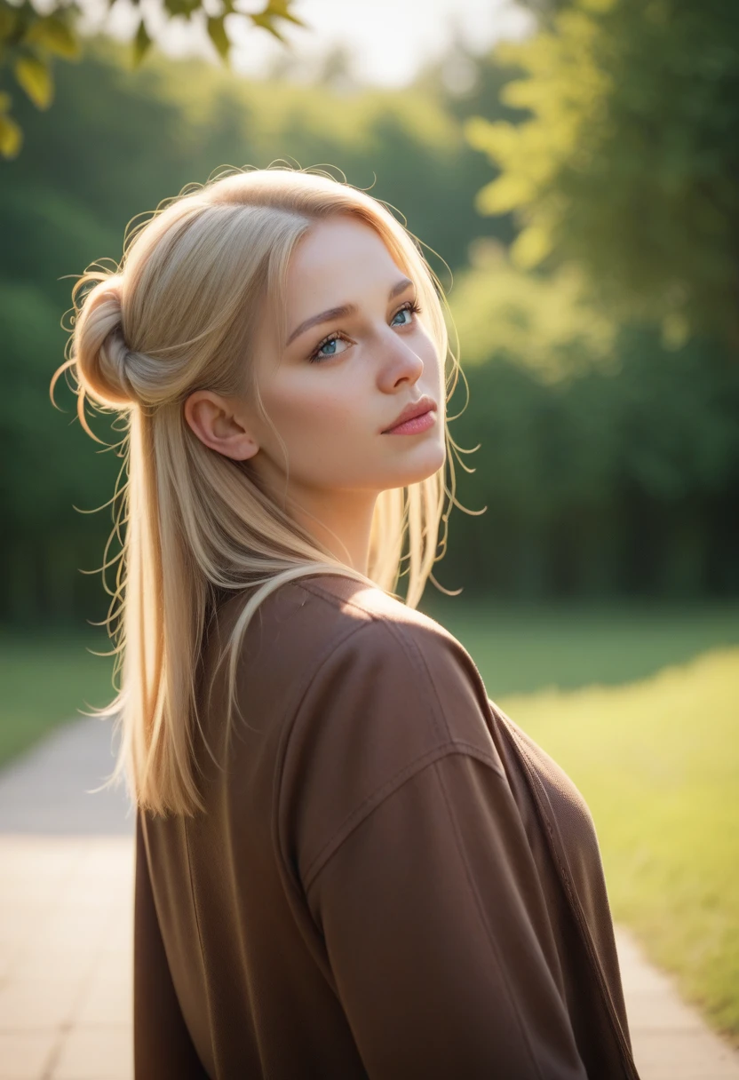 score_9, score_8_up, score_7_up, score_6_up, score_5_up, score_4_up, woman, hair sways in the gentle breeze, soft lighting, blurred background,