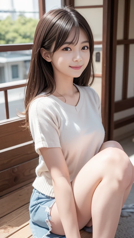 (10、RAW Photos、Best Quality、masterpiece:1.2)、(Realistic, Realistic:1.4)、Very detailed、Ultra-high resolution、Cute Japanese College Girl、lightweight, Light summer clothing、Tight light-colored miniskirt、Photo-Like Skin Texture、Medium Hair、An innocent smile、: : About 155cm、Front、Warm colors、whole body、I see your knees、Small Bust