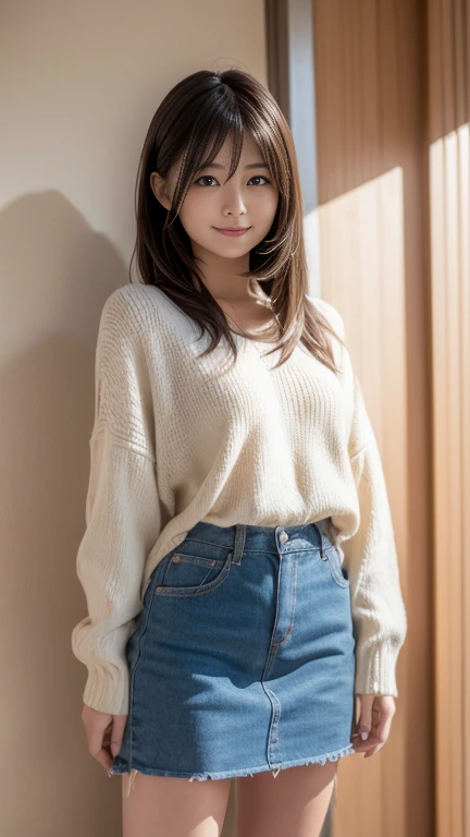 (10、RAW Photos、Best Quality、masterpiece:1.2)、(Realistic, Realistic:1.4)、Very detailed、Ultra-high resolution、Cute Japanese College Girl、lightweight,、Light summer clothing、Tight light-colored miniskirt、Photo-Like Skin Texture、Medium Hair、An innocent smile、: : About 155cm、Front、Warm colors、whole body、I see your knees、Small Bust