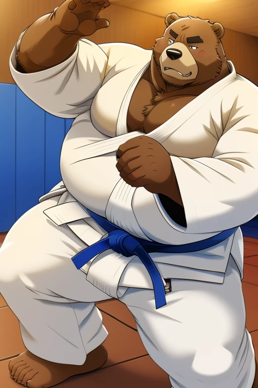 （（Being overweight））（Bear Beastman)(Judo Club、I am doing judo、Throwing a friend)