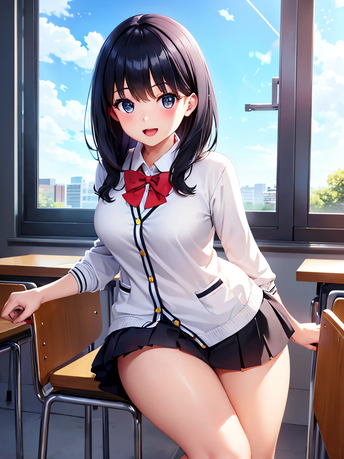(((toppless))), (((show off nipple))),  (((Sheer school uniform, Sleeveless ))), (((show off  pussy))), (((large breasts))), (((open front))). (((sheer micro mini skirt))), (((spread legs))),   extremely detailed CG unified 8k wallpaper, very fine 8KCG wallpaper, (​masterpiece, Best Quality), High resolution, Ultra-detailed, ultra-sharp, 1 girl, Naked, (((sheer micro mini skirt))),   (((navel )))