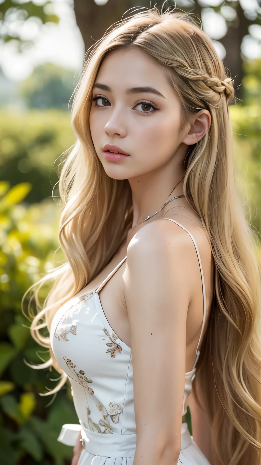 ((((blonde、Super long hair、とてもLong Hair、Wavy Hair、blonde、Look forward、Nordic)))))))、blonde、Tabletop, Highest quality, Photorealistic, In detail, High resolution, 8k wallpaper, Perfect dynamic composition, Beautiful attention to detail, Long Hair, Big ample breasts、24-years-old、(Droopy Eyes 1.4)、Adult Beauty、Japanese、Big Breasts