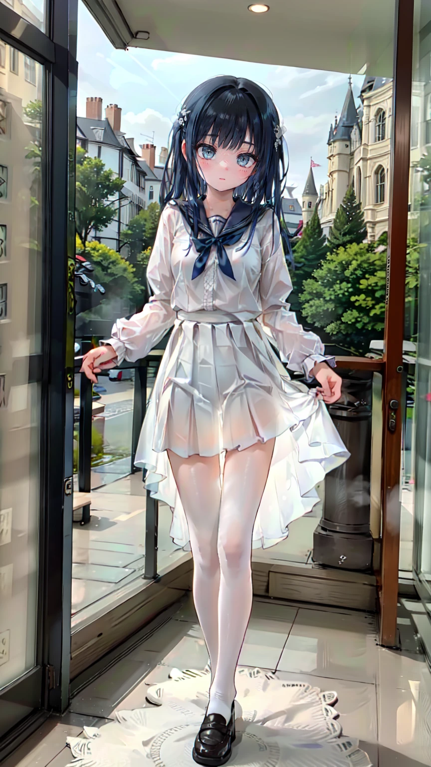 yukinoyukinoshita, Yukino yukinoshita, Black Hair, blue eyes, Long Hair,smile, Small breasts,happy smile, smile, Close your mouth,
, Sleeveless white dress,White long skirt,Cute Sandals,walking,Real Summer,Daytime,sunny,whole bodyがイラストの中に入っていくように,
break outdoors ,city,Building district,Coastal Road　　　　　　　　　　　　　　　break looking at viewer, whole body,
break (masterpiece:1.2), highest quality, High resolution, unity 8k wallpaper, (shape:0.8), (Beautiful and beautiful eyes:1.6), Highly detailed face, Perfect lighting, Extremely detailed CG, (Perfect hands, Perfect Anatomy),