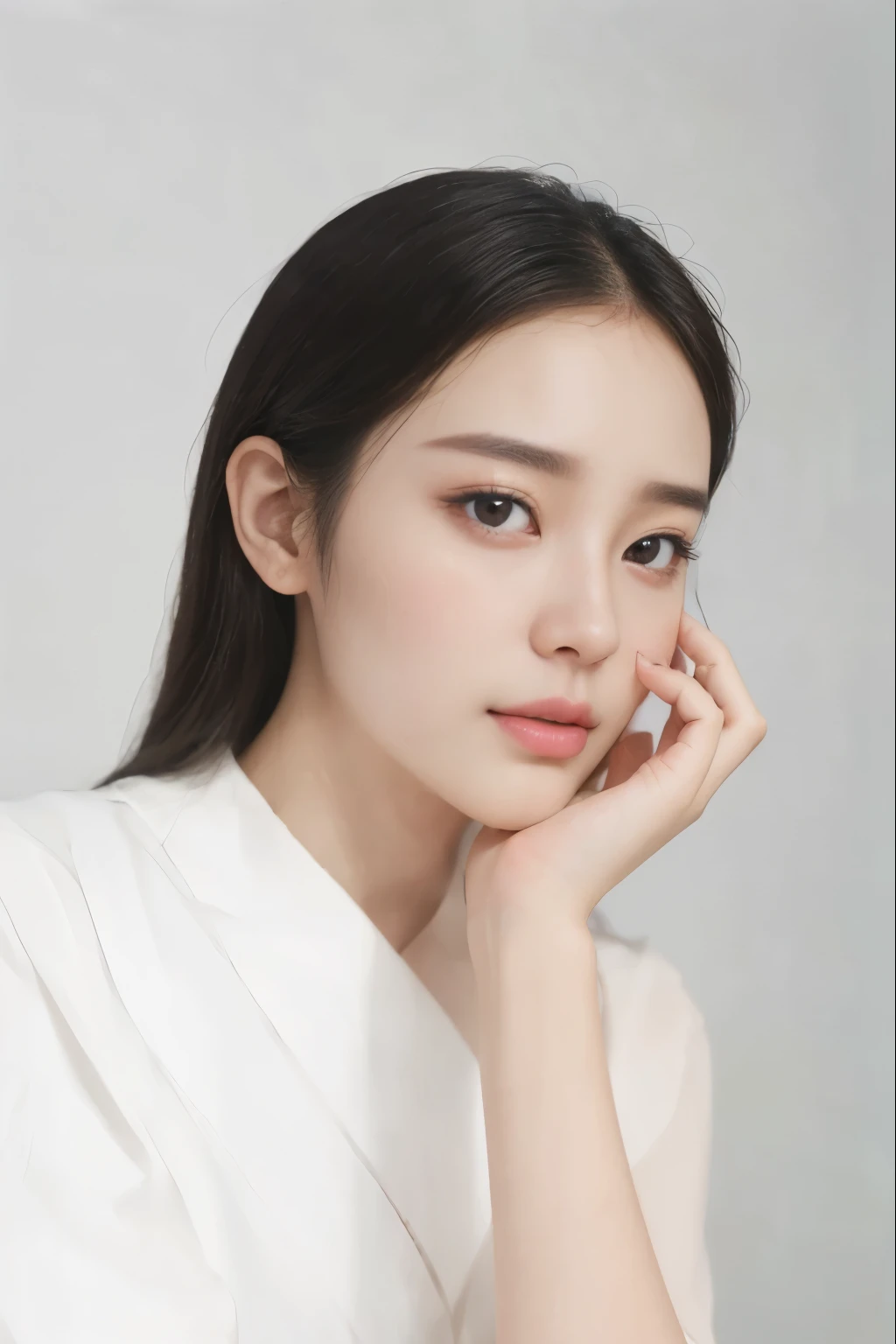 (masterpiece, top-quality, bestquality, looking at the audience, light makeup, Realism, photo-hyper-realistic, Professional color correction, 10, F2.4 apertures, 35mm lens., realistic realistic face, Includes only the facial area..,Skincare style,Korean girl, 20 years old