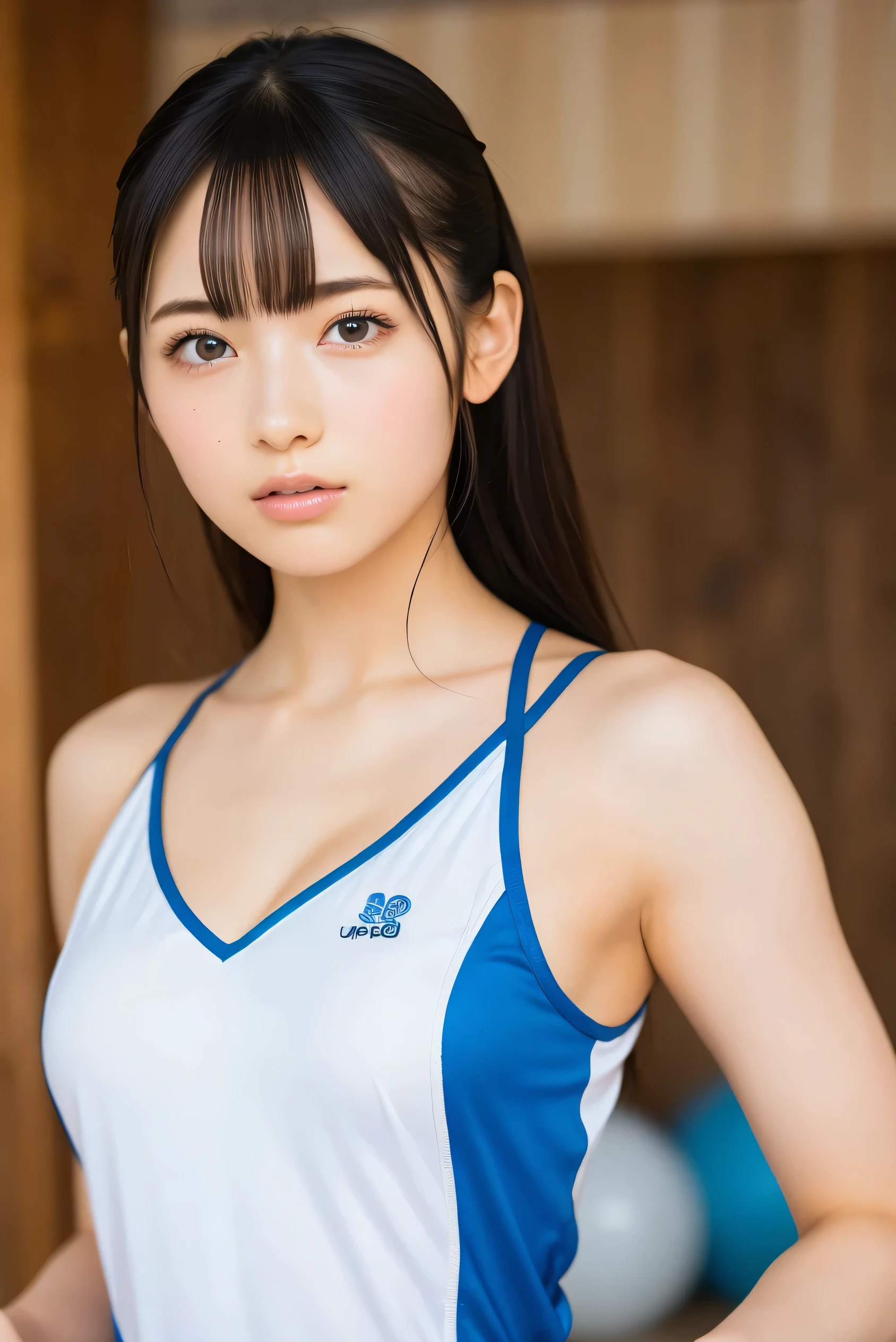 (8k, RAW Photos,Best Quality, High resolution:1.1), (Ultra-realistic:1.4),(Realistic, Realistic:1.3),The beauty of Japan、Rhythmic Gymnastics Club、Rhythmic Gymnastics Uniform、((Upper Body:1.3))