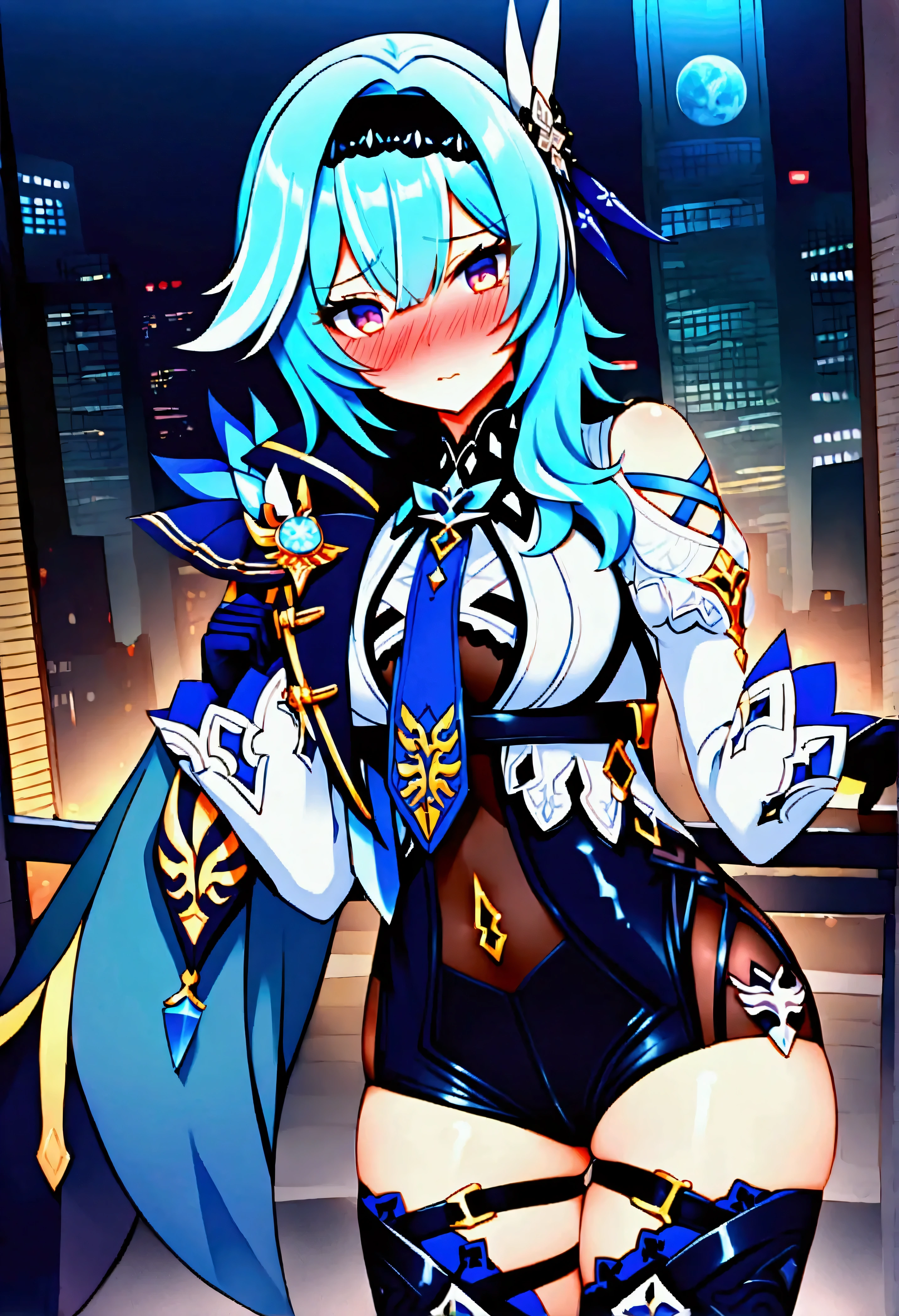 masterpiece,best quality, 8k,1girl,((furry)) , rivetlombax, blue eyes, animal ears, earrings, goggles on head, bangs, mechanical arms, scarf, bodysuit, belt, 1tail, (tail is attached to the ass) , forest, smile, not human, ass big,(looking flirtie) ,smile,forest,cartoon style, cute, (breast:1.7), full body picture, thick thighs, camel toe, night city, night time sky full of stars, arms crossed, Ratchet and Clank, playstation, videogame, blush