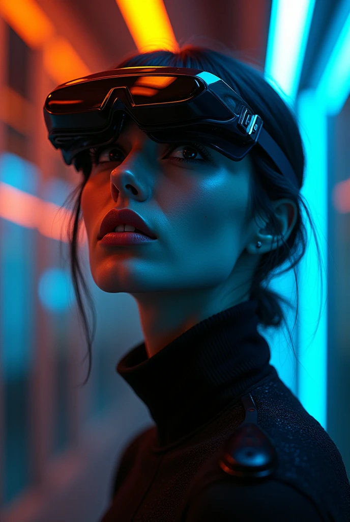 A human with a television for a head, hyper realistic, highly detailed, cinematic lighting, dramatic pose, photorealistic, 8k, award winning digital art, detailed facial features, beautiful eyes, elegant expression, intricate textures, advanced rendering, glossy materials, moody atmosphere, dramatic lighting, intricate details, mesmerizing, stunning, masterpiece