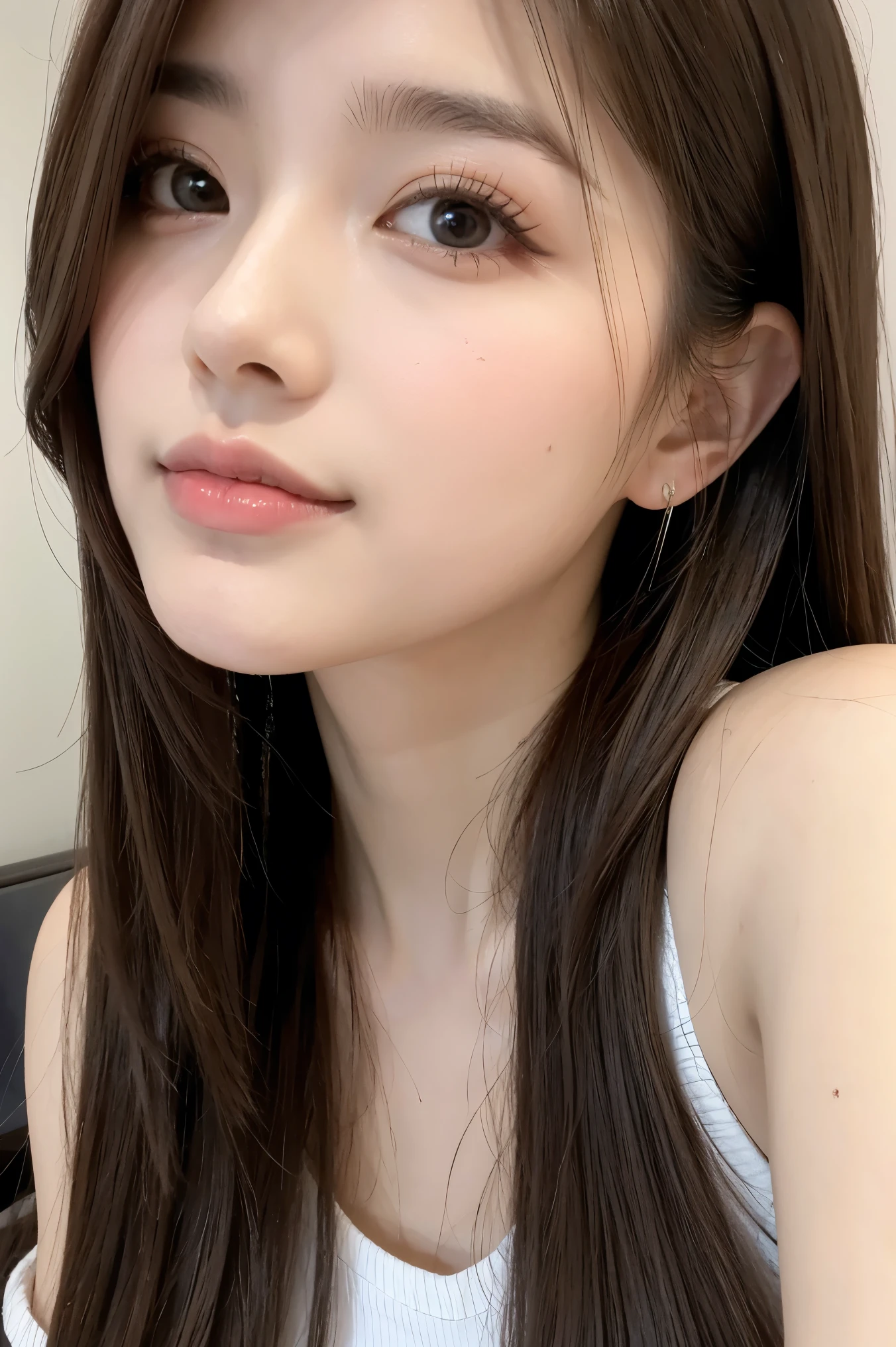 Beautiful woman with perfect figure: 1.4, layered hairstyle, highly refined facial and skin texture, double eyelids, whitening skin, long hair, whitening long legs