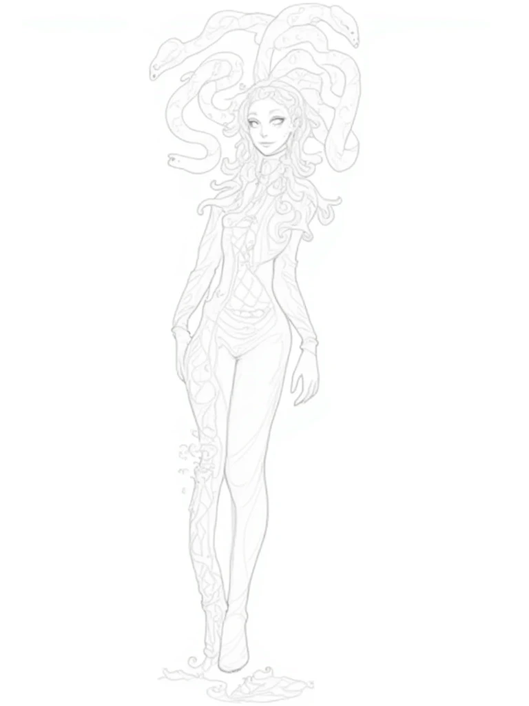 a drawing of a woman in a bodysuit with birds flying around her, outline sketch, outlined!!!, thick outline, full body concept, ink outline, ink outlines, thick black lineart, full body; front view, detailed full body concept(((repair)) (((Redraw))) Repairs and additions to missing parts. Comic background