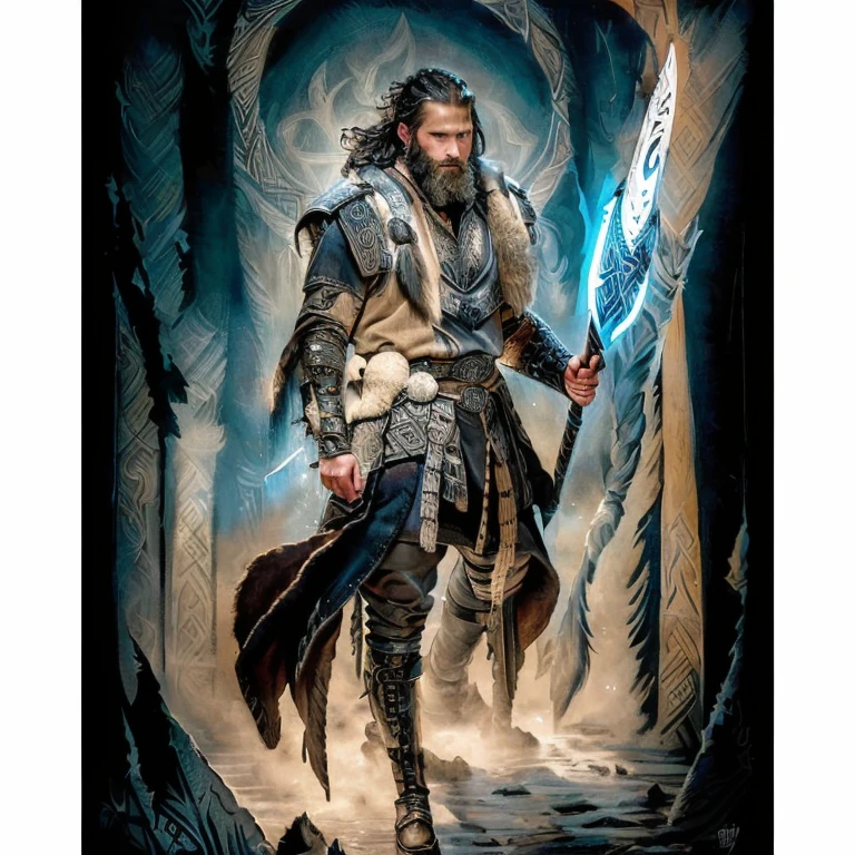 a close up of a painting of a man with a horned head, painted portrait of rugged odin, norse god, viking god, male god svarog portrait, epic viking king, norse warrior, viking berserker, odin, frost giant, epic fantasy character art, viking warrior, epic fantasy card game art, picture of an adult male warrior, norse