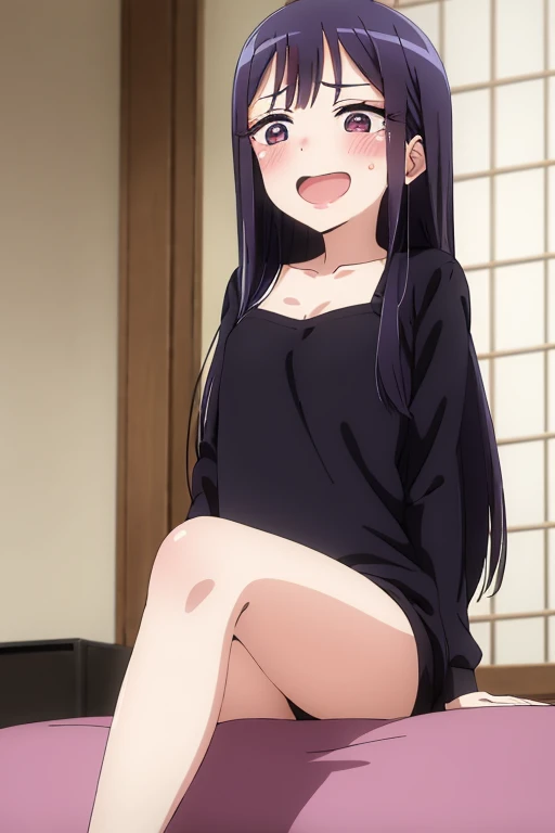 Hinata, spreading legs, feet up, socks, focus on socks