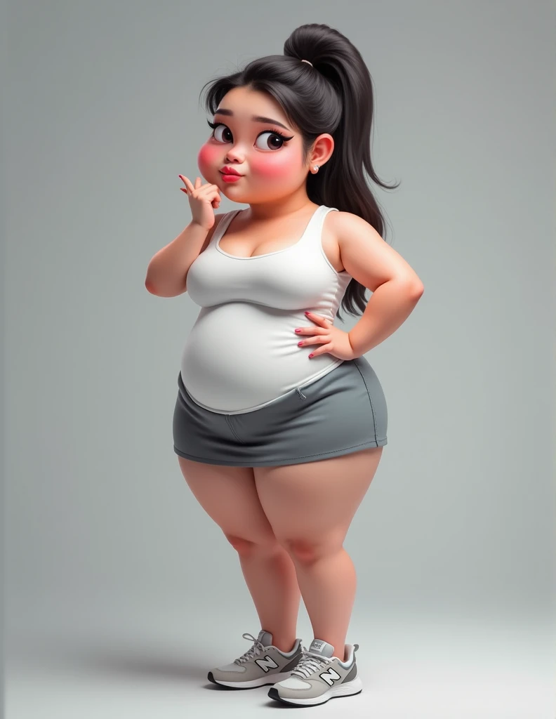 Caricature of chubby woman and Siamese cat