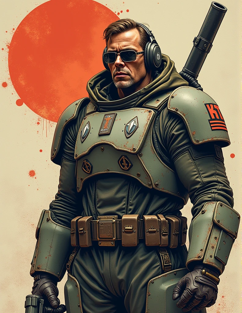 A man, soldier, gun in hand, cyberpunk style, clock, (((intricate details)), hdr, , ((intricate details, hyperdetailed)), vacuum tube or electron tube, cinematic shot, vignette, bokeh effect scenario