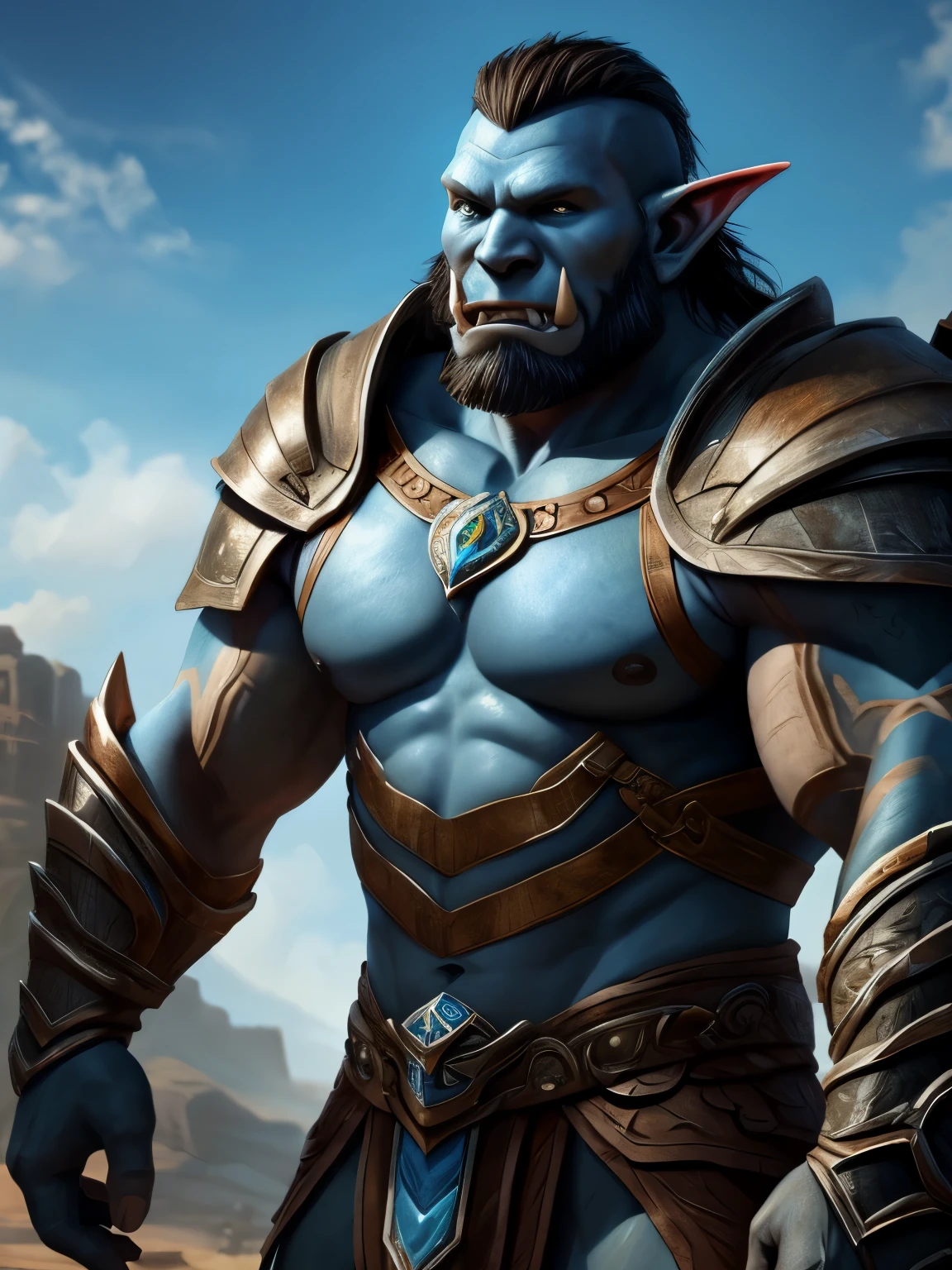 a professional photographic picture full body of a huge orc on a hell standing with axes in hands, blue skin (((outrageous armor))), ((gorgeous detailed face)), (((angry expression))), (wet brilliant skin), (((detailed skin with pores))), with dreadlocks white hair, huge rippling muscles, bodybuilder, ((((patch of reflected light on the skin)))), storm clouds, photorealistic, photographic filter unreal engine 5 realistic hyperdetailed 8 k ultradetail cinematic volumetric lighting, hd, hdr, cinematic 4 k wallpaper, 8 k, ultra detailed, high resolution, glowing rich colors powerful imagery