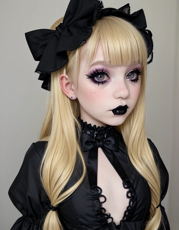 teen girl, petite, nude, blonde, gothic ****ta, goth makeup
