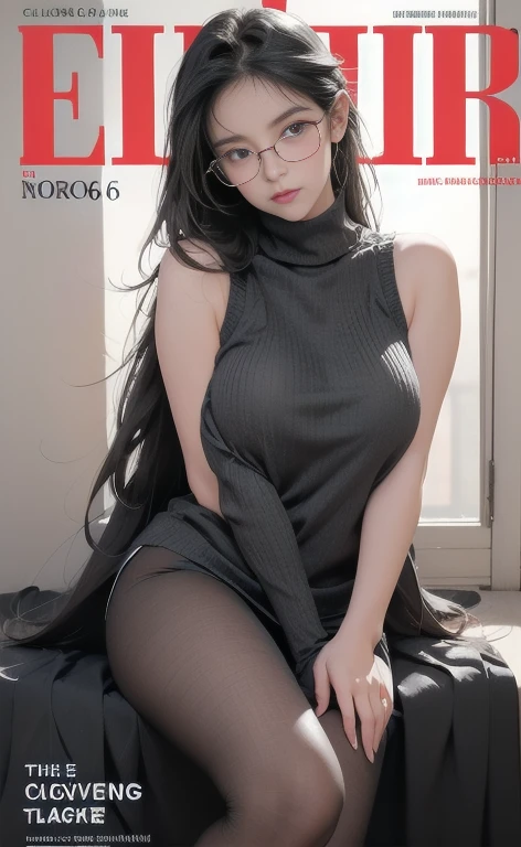  (Cover comic magazine:1.6,  Highest quality)), ((masterpiece)), (detailed), One Woman，Beautiful woman，Japanese women，married woman，Beautiful body lines，Beautiful Face，Clear Eyes，Hard, Beautiful Skin，Beautiful Hands，Beautiful feet，Long limbs，Black Hair，Beautiful long hair，Shiny Hair，Thin lips，Mouth half open，Big Breasts，Blushing，blush，Embarrassed expression，Heavy breathing，Expressions of Ecstasy，Black-rimmed glasses，The dull eyes behind the glasses， Full Body Shot，Are standing，Leaning forward，Squirming Woman， Wearing a grey knit，Turtleneck sweater，Sleeveless sweater，Sleeveless sweater，Beautiful clavicle，The sweater clings tightly to the woman&#39;Body，nipples are standing，The fabric of the sweater is thin，nsfw love juice running down my thighs，Are you seducing me??？Crying face，Climax expression，Ecstasy Facial Expressions，Orgasm facial expression，blush，A lot of love juice comes out of the mouth，Pussy in full view，Plenty of love juice from the pussy (Cover comic magazine:1.6)，game character, Role Player, on Kyoto Castle, Pretty Face, Arm tattoo,Body hyperreality，Wet，fluid dripping from body，Sweat，Black long hair Black Gloves，Black heart，Side back，Fisheye view