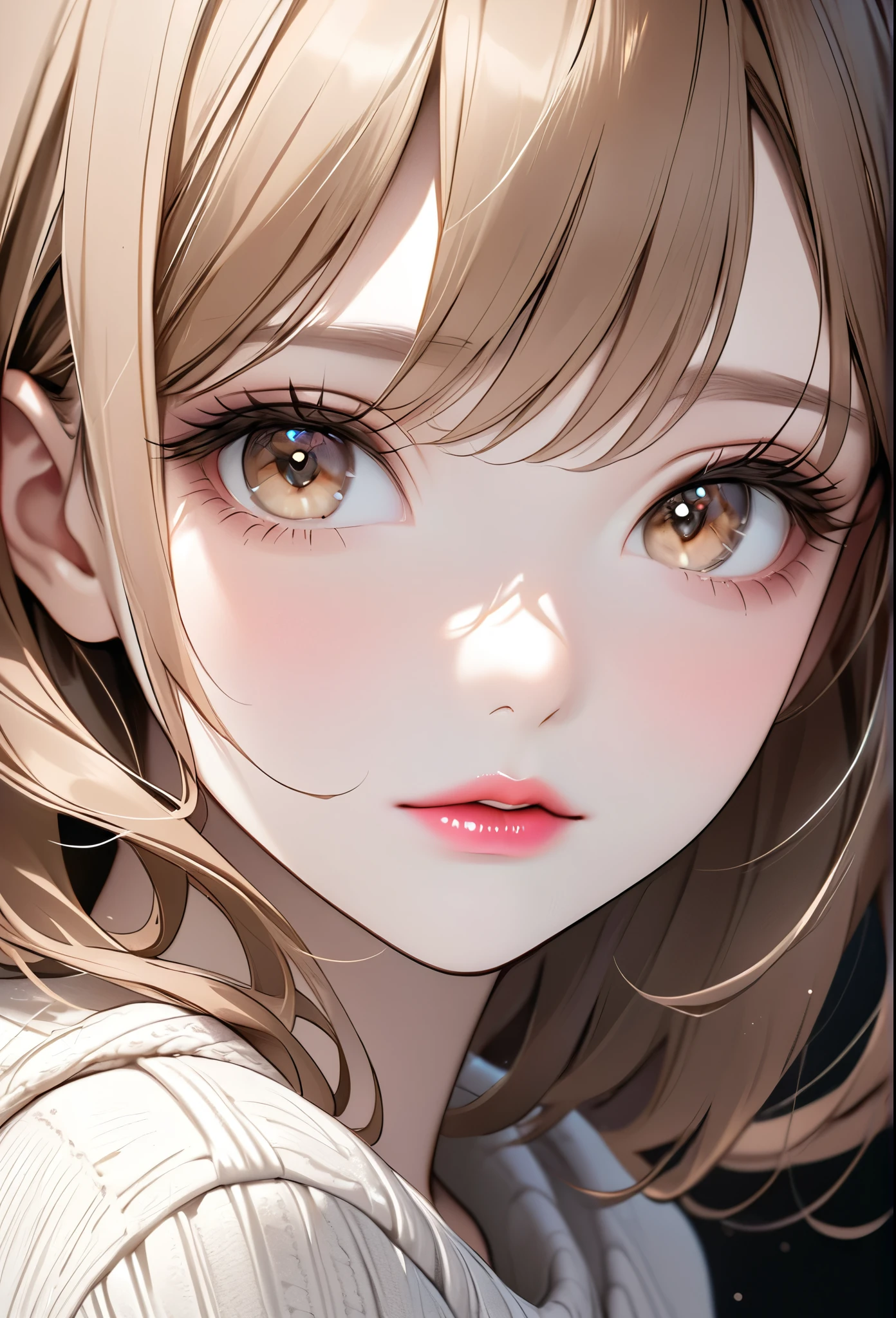 Anime girl with long hair and brown eyes looking at the camera - SeaArt AI
