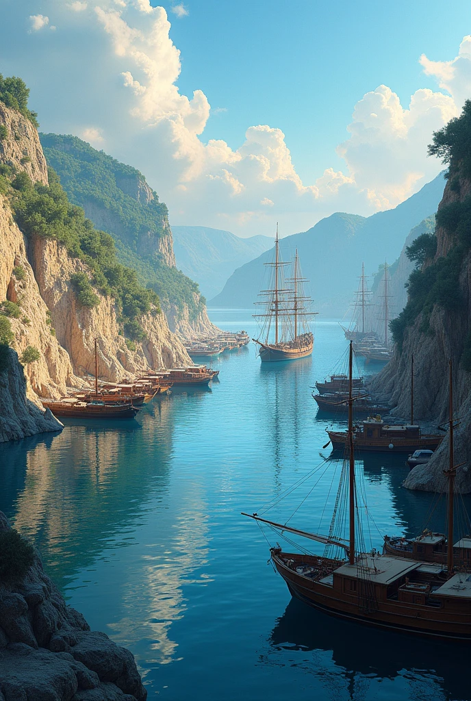 (best quality,8k,highres, masterpiece:1.2), (),ultra-detailed, HDR, UHD, studio lighting, ultra-fine painting, sharp focus, physically-based rendering, extreme detail description, professional, vivid colors, bokeh, portraits, concept artists, warm color palette, dramatic lighting, a harbor, seascape 