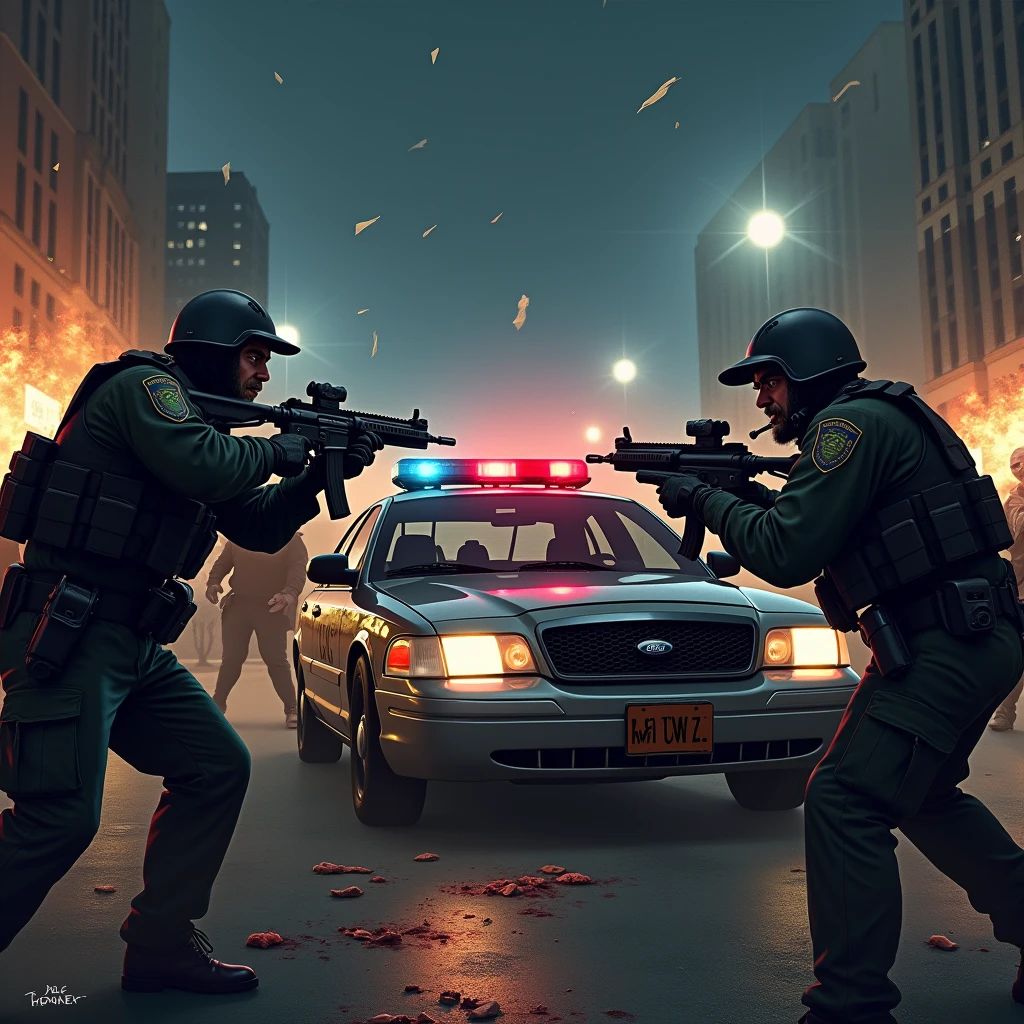A tightly guarded crime scene with sealed entrances and police officers and cars surrounding it. However, the next day, several mysterious figures appear at the scene as if out of thin air. ,in the style of the stars art group xing xing, 32k, best quality, masterpiece, super detail, high details