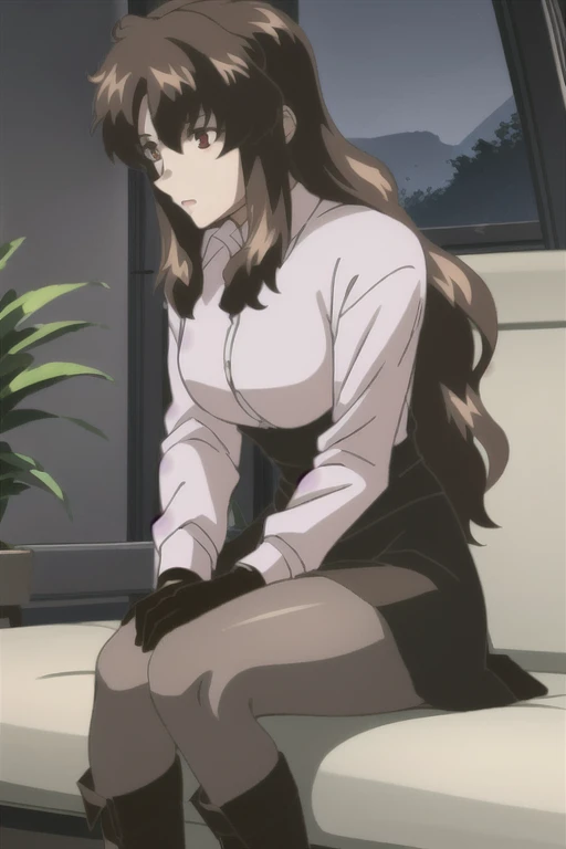 {{{masterpiece}}},high quality ,nsfw, masterpiece,1girl, kiryuu moeka, steins;gate, two-point Glasses without frames, wear black leather bondage full suit under maid apron,small breasts,bare nipple,restrained,Spooning Position, on side,
