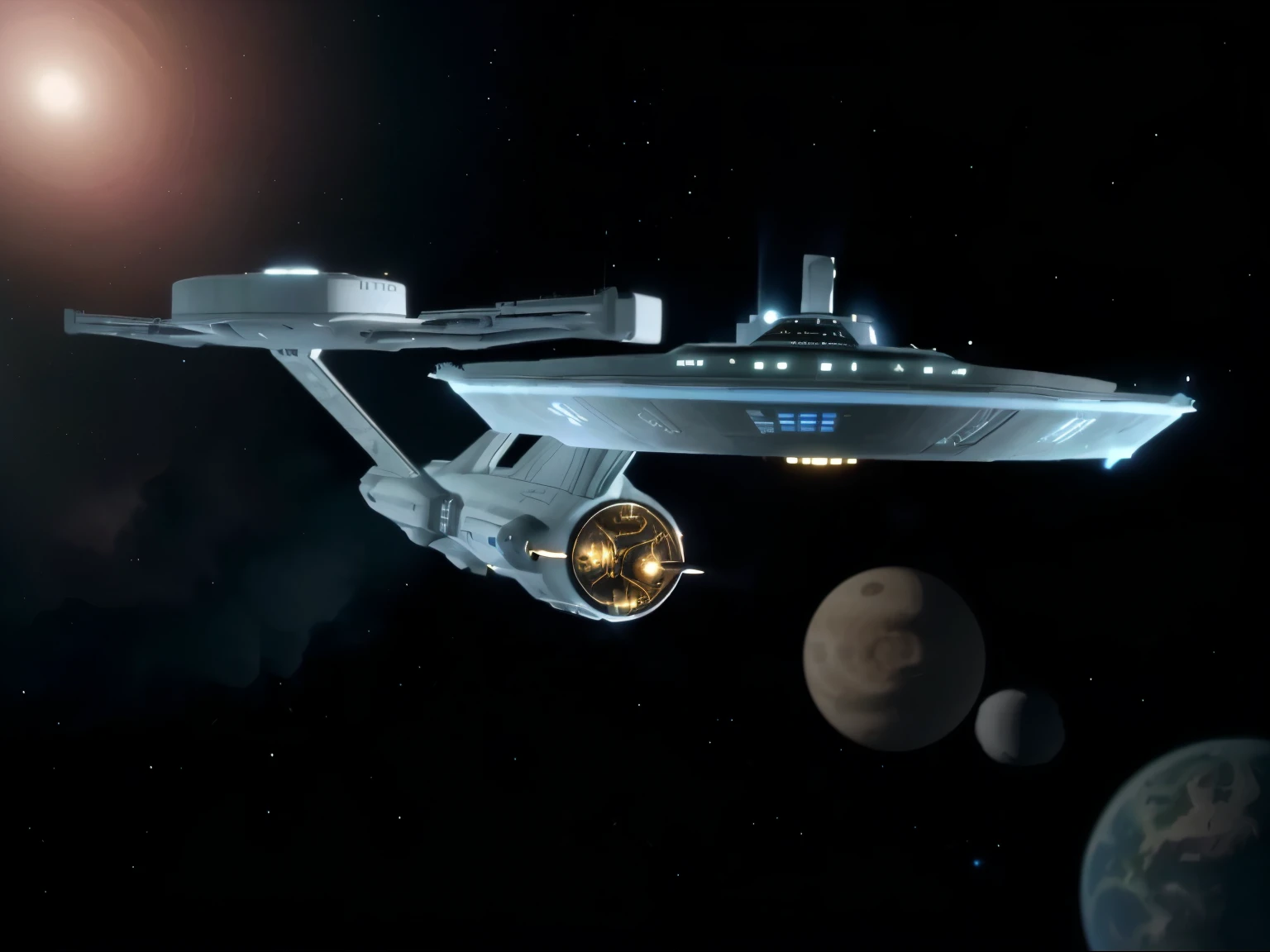 a close up of a star trek ship in the air, starship enterprise, uss enterprise, the starship enterprise, from star trek, star trek, sttng, in the style star trek 8 k, starship, in star trek the original series, star trek style, starship in background, startrek style, st : tng, film still from star trek, still from star trek