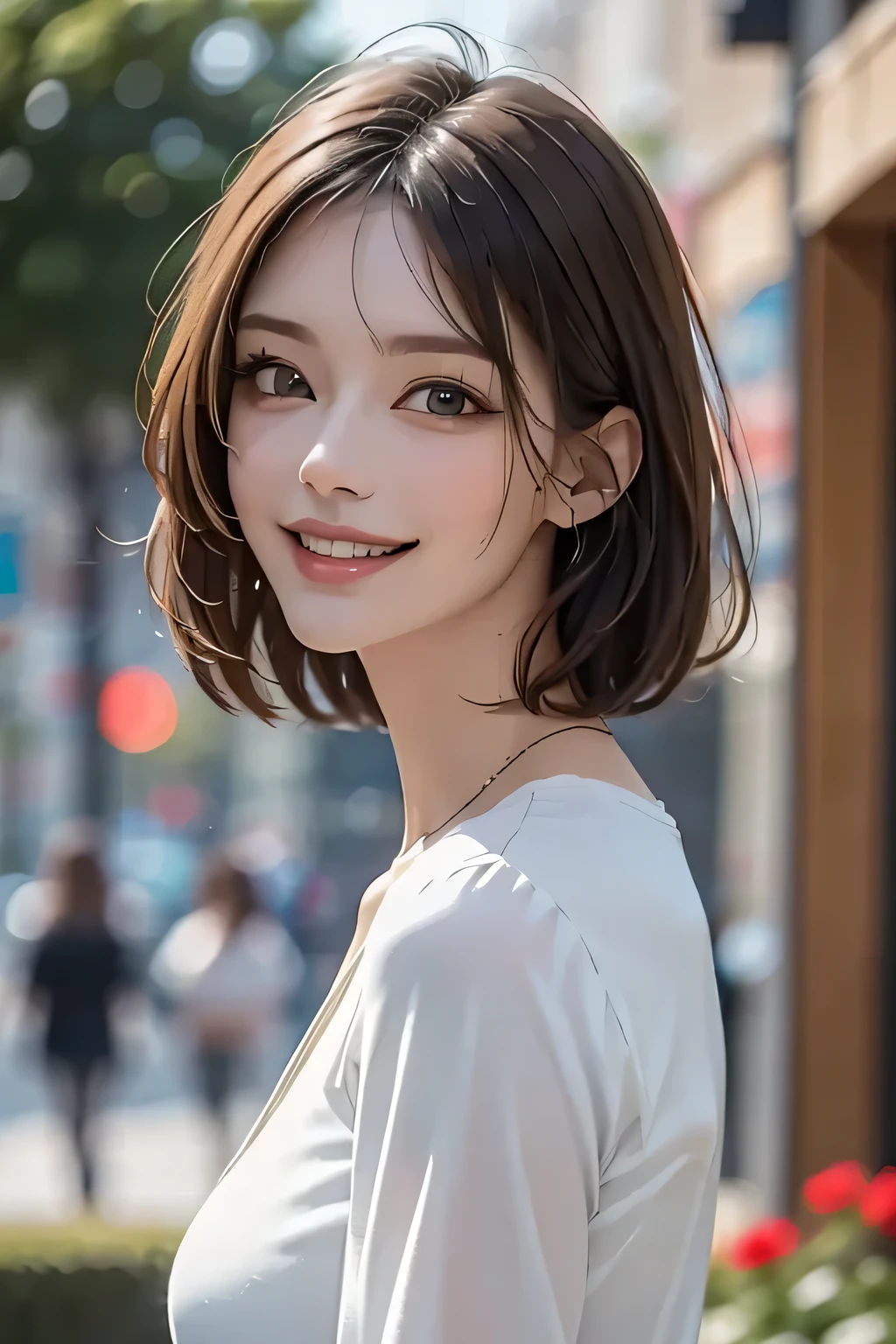 (Best Quality,4K,8k,High resolution,masterpiece:1.2),Super detailed,(Realistic,photoRealistic,photo-Realistic:1.37),Detailed and beautiful eyes,Rich and beautiful lips,Detailed eyes and face,Long eyelashes,[garden, Bright colors,Soft natural light,Romantic atmosphere,Bright flowers, (Big Breasts), (Loose colorful dress with detailed ornamentation),Feminine and graceful pose,Happy and confident look, High Fashion Style, Dreamy landscape, fine art portraiture, Art print quality, Oil painting techniques, Impressionist style.Smiling with mouth closed, (Cowboy Shot)