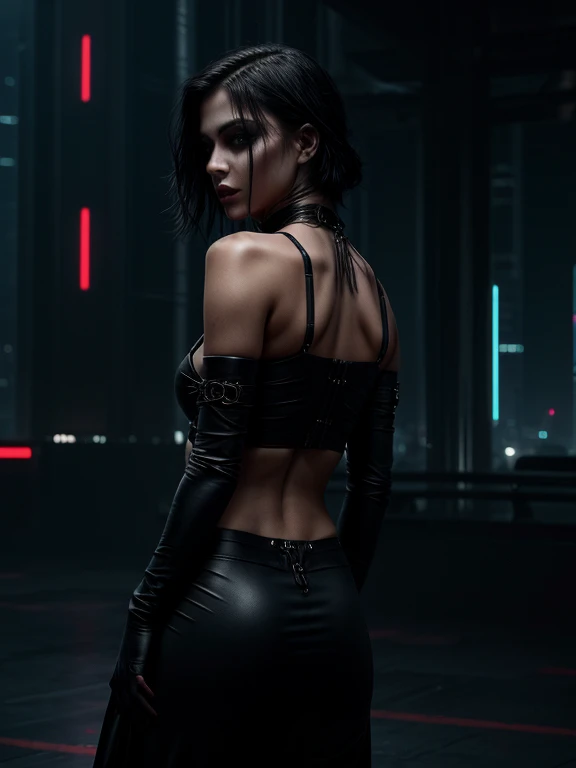 big ass cyberpunk girl with black hair ,big boobs