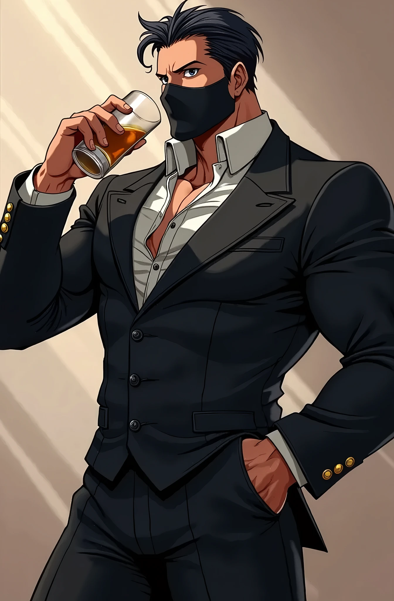 nsfw,1boy,sit,muscular male,,seman,hands behind the back,blindfold